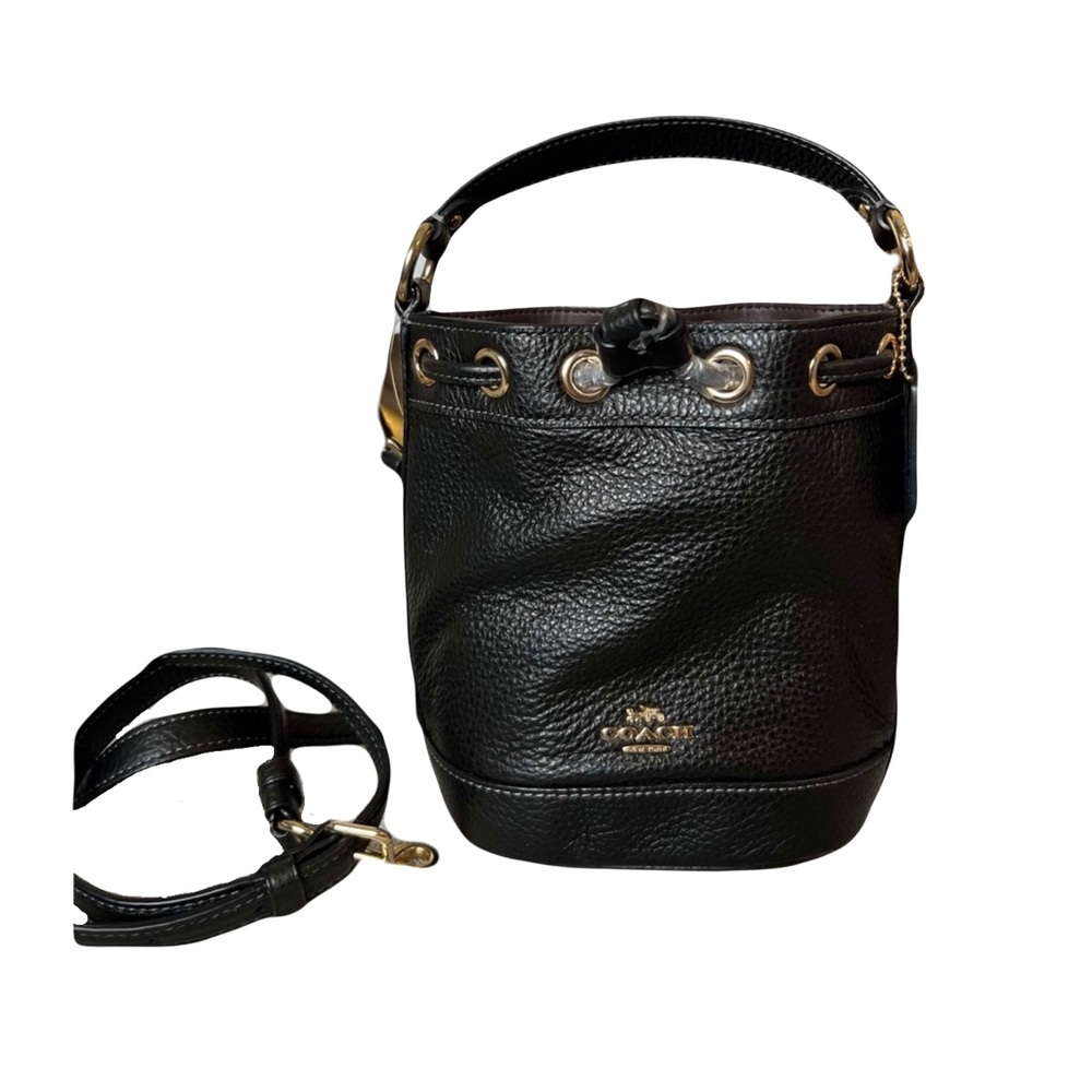 Coach Black Pebbled Leather Bucket Crossbody Bag with Gold Hardware NWOT